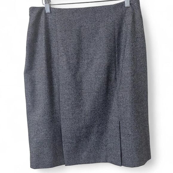 Brooks Brothers with Loro Piana Merino Wool Grey Pencil Skirt With Pleats - Picture 1 of 5